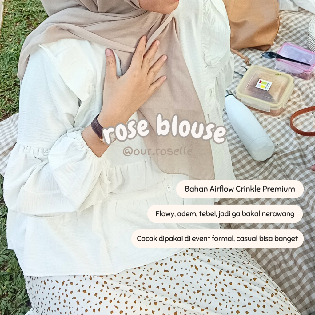 Rose Blouse Airflow Crinkle Korean Oversized Blouse