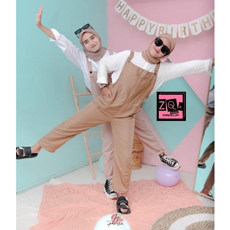 ✨COD✨ Flow Overall Jumpsuit Wanita / Baju Kodok Wanita / Pakaian Wanita Jumbo katun murah