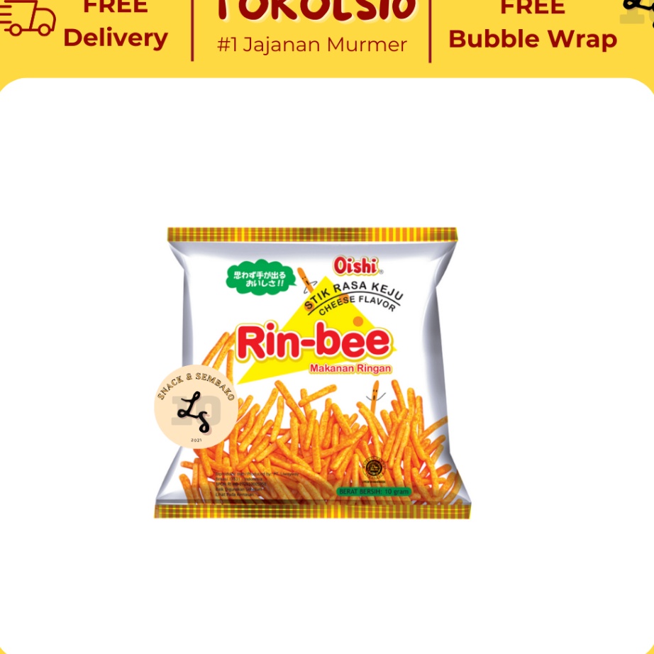 

→➘✹ Oishi Rinbee Rasa Keju [1 Pack 20 pcs x 10gr] Kirim Langsung