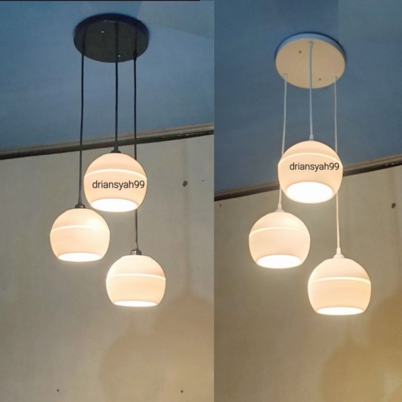 Lampu Gantung Minimalis 3 in 1 Model Bulat Kap Lampu Hias Gantung Plafon