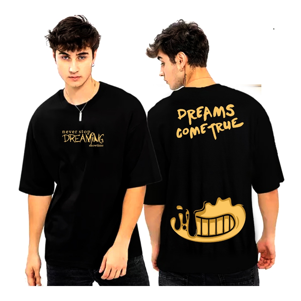 Baju Kaos Distro Tshirt Pria Wanita Boneka Keren Lengan Pendek DreamCom True Hitam Terbaru Cewek Cow