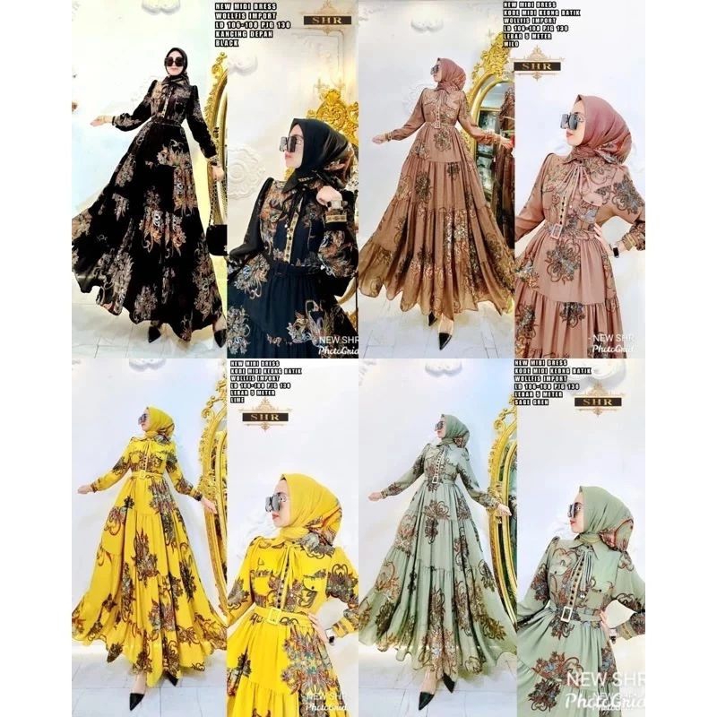 ORI 100% SHR DRESS MAXI MIDI wollfis motif keong batik SYAHIRA