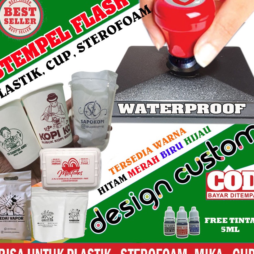 

Ready Stempel Flash Plastik Tinta Permanen Waterproof