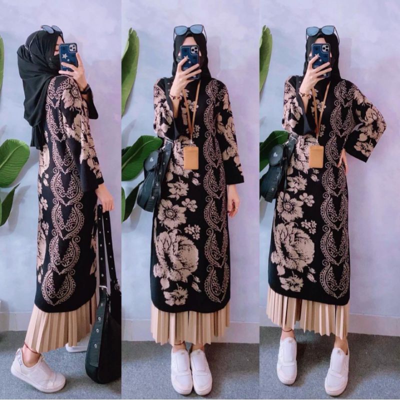 Rose Rajut Tunik rajut jumbo long tunik rajut import tunik jumbo tunik panjang