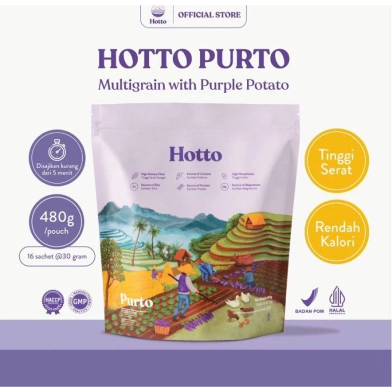 

hotto multigrain oat pouch isi 16 pack