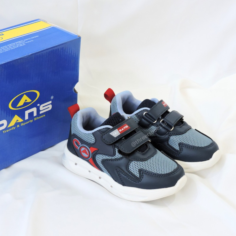 Sepatu Anak Lampu Casual Kekinian DANS NERON Biru Tua 100% Original