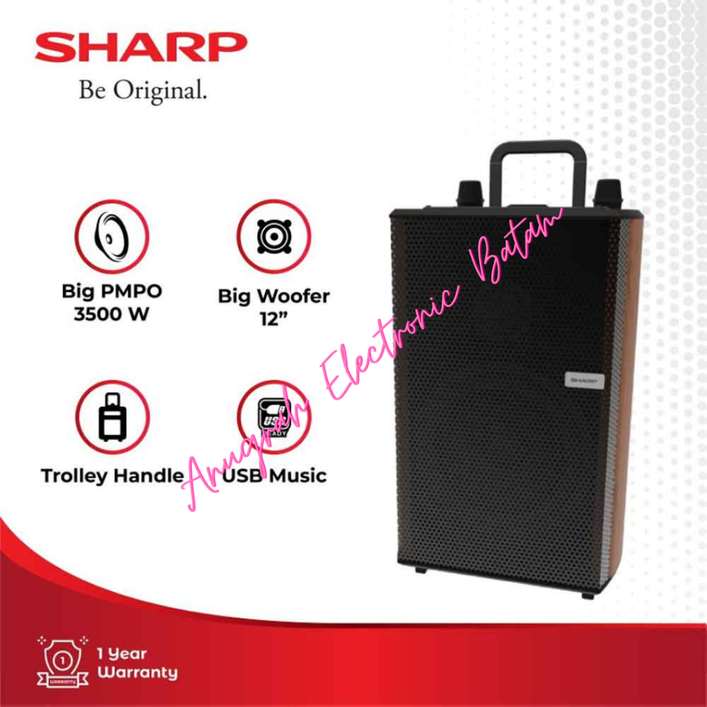 SHARP TROLLEY SPEAKER AKTIF SYSTEM 12 INCH CBOX-TRB12MBO BATAM