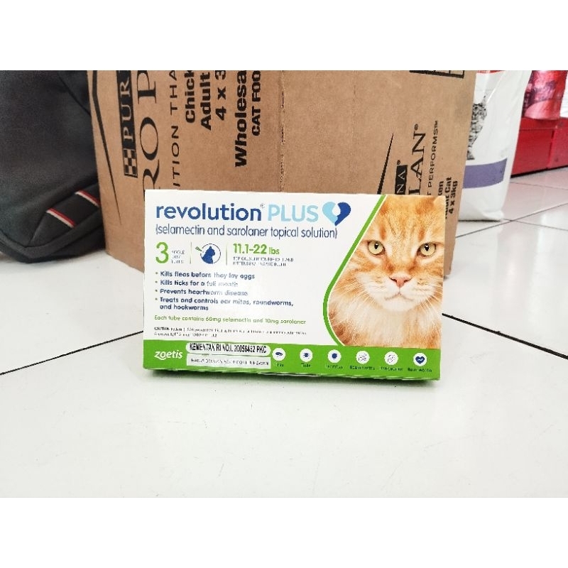 Revolution Plus Cat 11.1-22lbs 3tube (tetes kutu & cacing) / Revolution Cat/ tetes kutu kucing