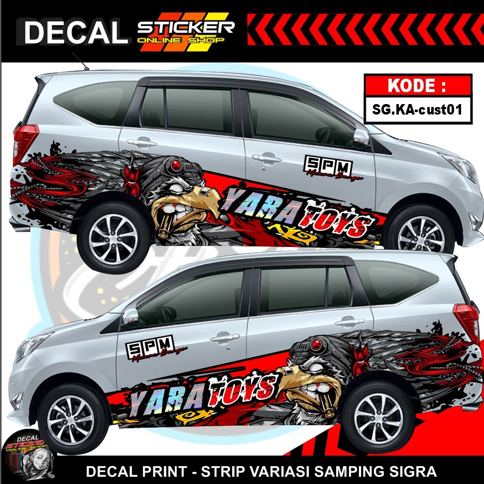 STIKER STRIP SAMPING MOBIL SIGRA DECAL PRINT CUSTOM NAMA