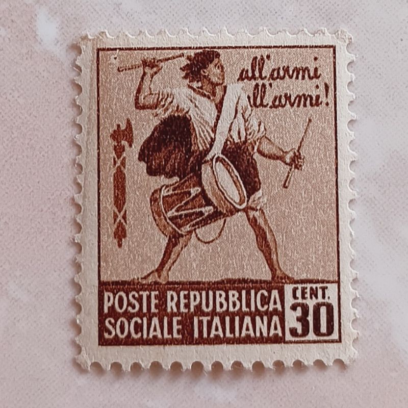 

(AE) Perangko Republik Sosialis Italia 1944 Monuments destroyed - drummer 30 centimo Mint