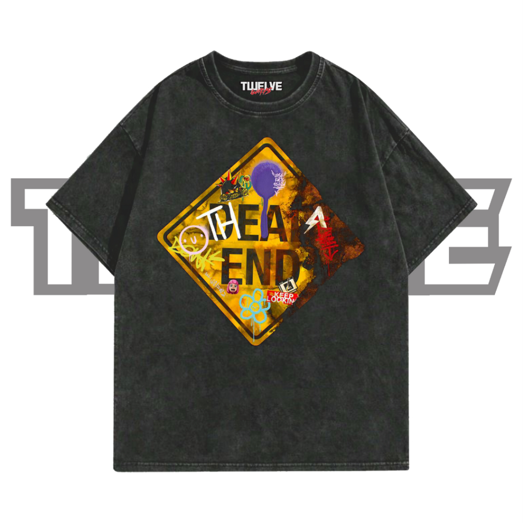 DEAD ENDS Oversize T-Shirt Wash Hitam Aesthetic | Atasan Pria Wanita | Baju Cowo Cewe Unisex | Kaos 