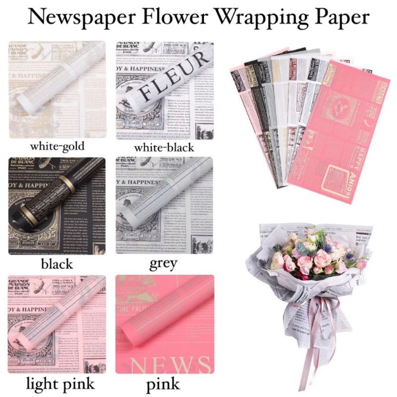 

Kertas buket bunga (Newspaper/ koran) Flower wrapping newspaper cellophane