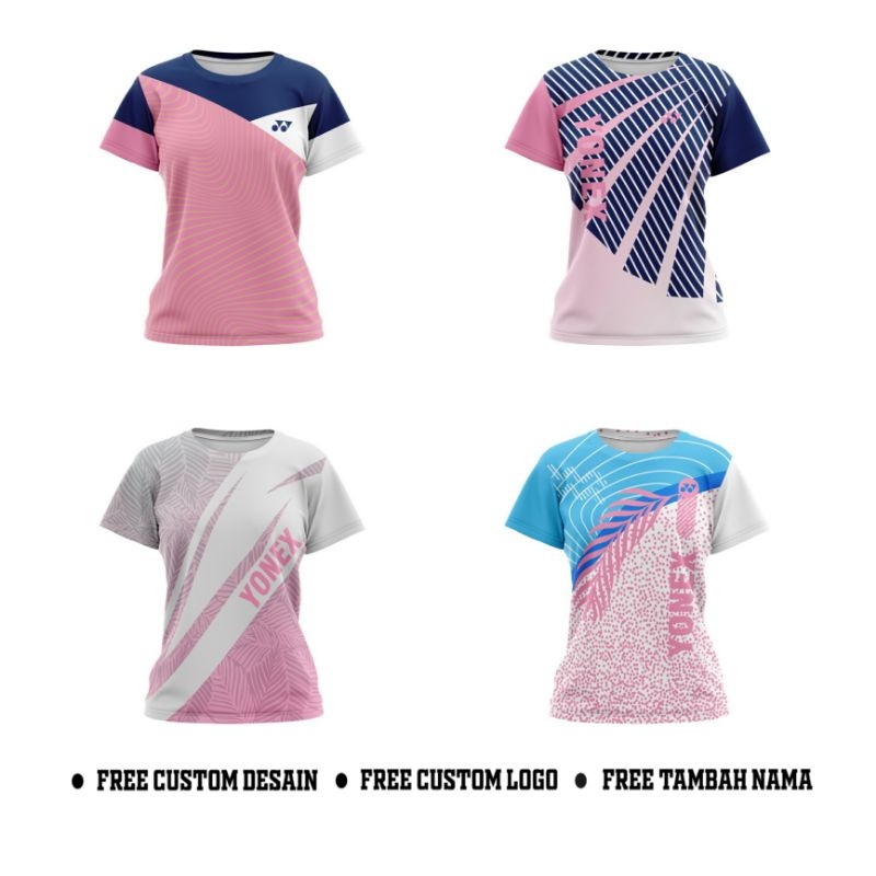 Baju Jersey Olahraga Badminton Wanita Custom Fullprint Kaos Jersey Badminton