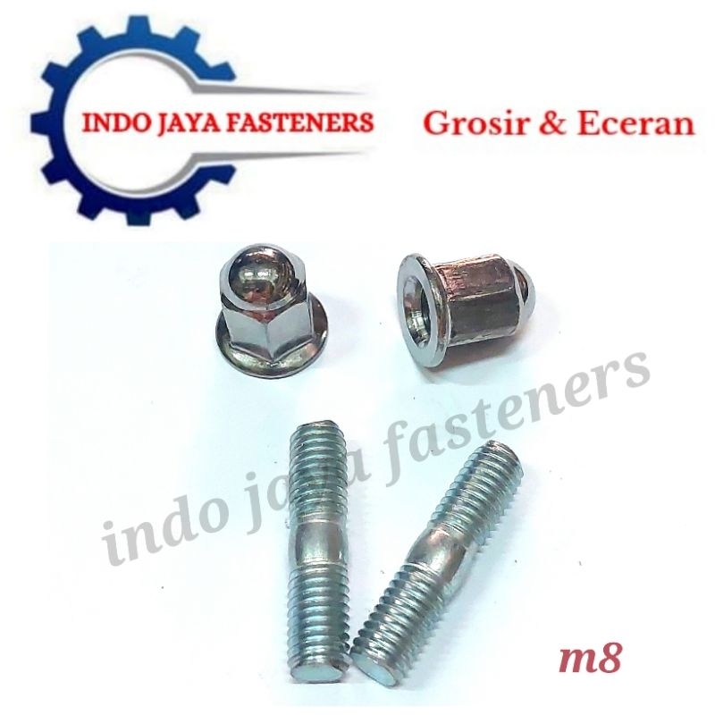 Baut Tanam Knalpot 12 & Mur Topi 12/Baut Tanam Knalpot 8M + Mur 8M SET