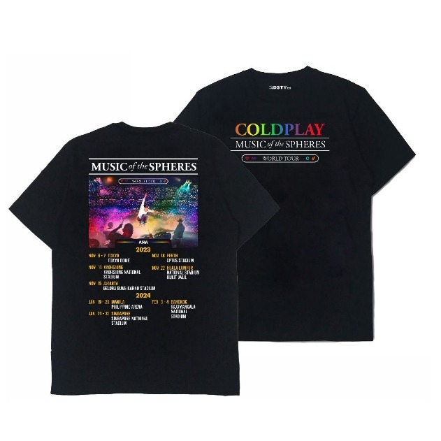 kaos COLDPLAY TOUR ASIA 2023 Premium Tshirt Coldplay Tour Music Of The Spheres kaos band