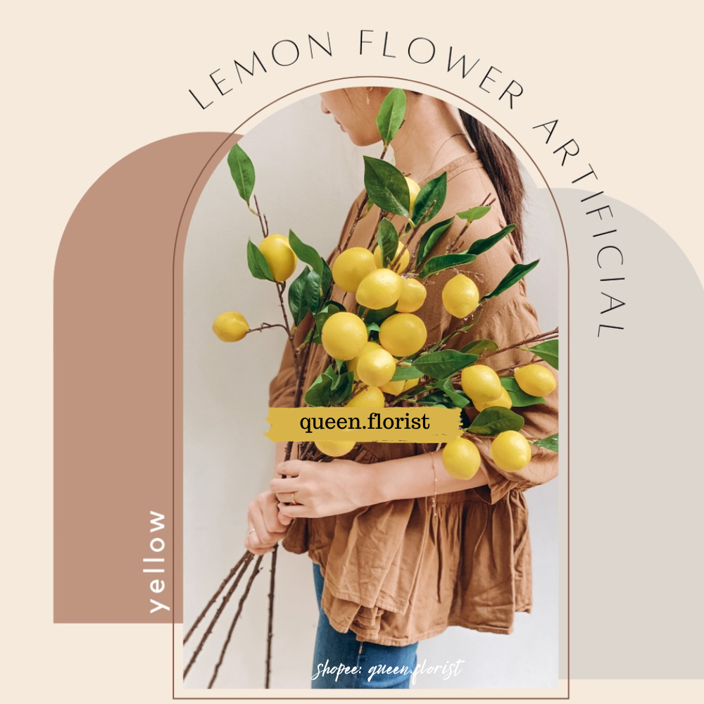 LEMON FLOWER ARTIFICIAL Aksesoris Kipas 3 Cabang Ginko Daun Bunga Ginkgo Emas Artificial Golden Flow
