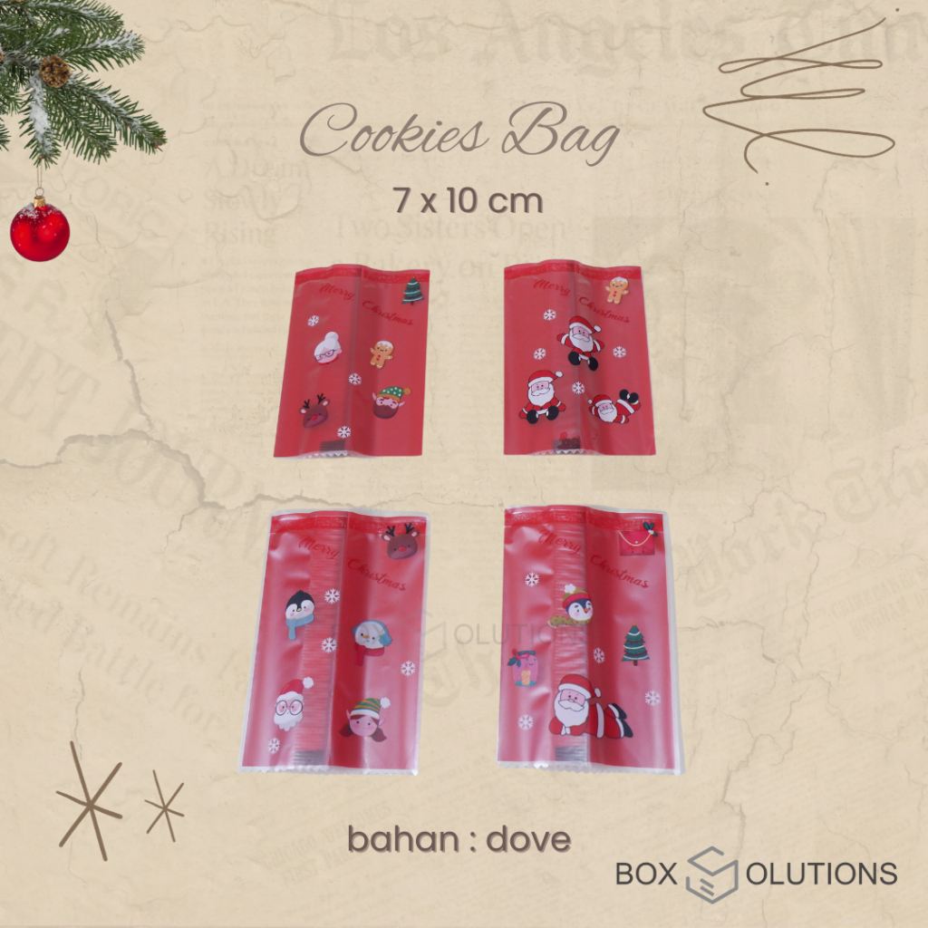 

cookies bag natal merah x-mas dove - 7x10 cm isi 100 lembar