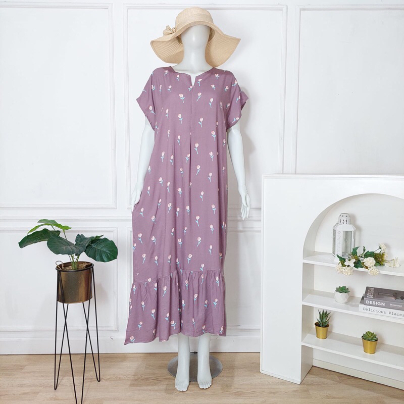 MOTIF BARU Daster Rayon Ruffle Panjang / Daster Rumah / Daster Kekinian