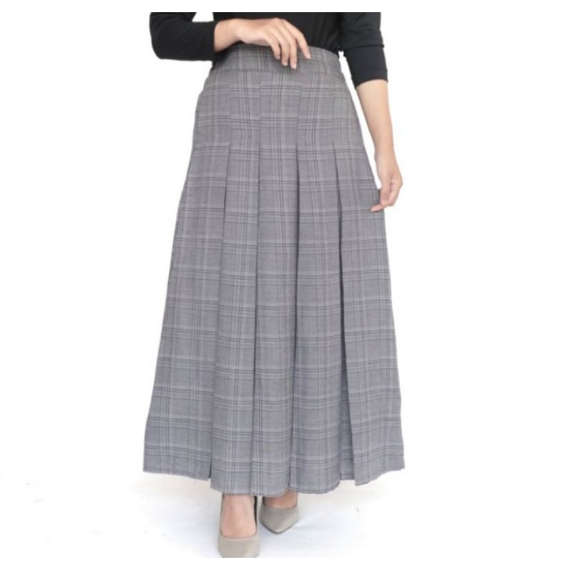NF - Rok Panjang Rempel Tartan • Rok Panjang Rempel Motif Kotak Kotak