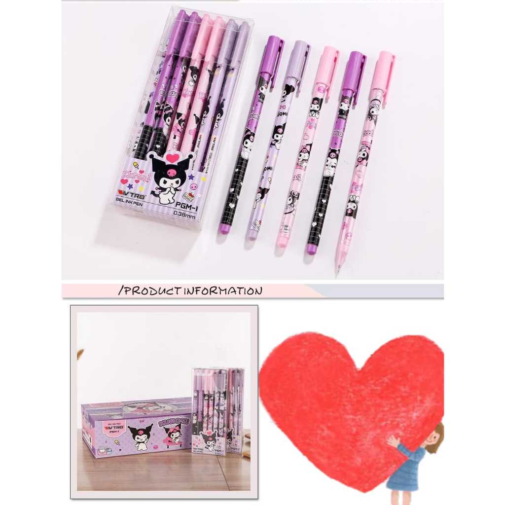 

(12 pc) PEN GEL PENA GEL KUROMI MELODY JS 5046 5037