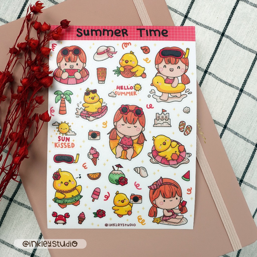 

Summer Time Sticker Sheet | Waterproof | Aesthetic Sticker | Sticker Sheet Pack | Planner Sticker