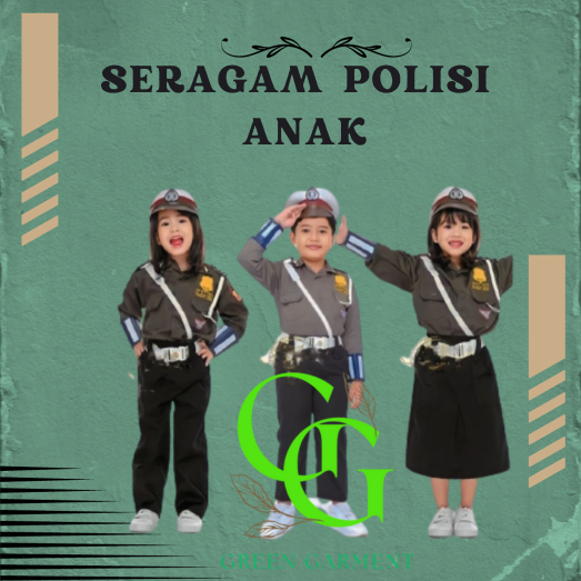 Baju Polisi | Seragam Polisi | Baju Polisi Anak Pocil | Kostum Baju Profesi Anak laki-laki dan wanit