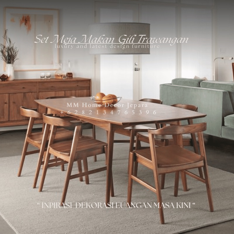 Meja Makan Set Gili Trawangan desain mewah terbaru dari MM Home Decor Jepara. set meja makan minimal