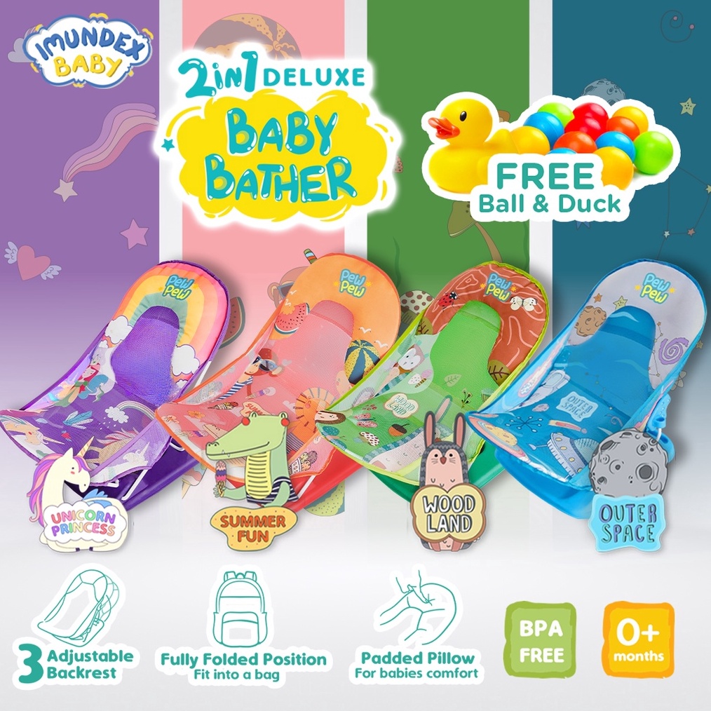 12.12 FLASH SALE IMUNDEX 2-in-1 Platinum Baby Bather Tempat dudukan mandi bayi + Free Duck + Free Ba
