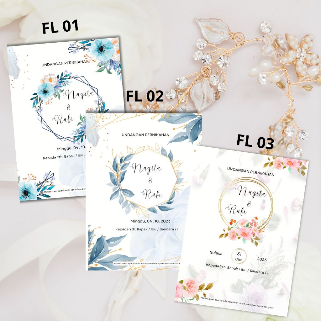 

Undangan Pernikahan Kode FL Model Lipat BC Elegant Cantik Murah