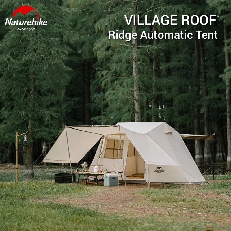 TENDA AUTOMATIC VILLAGE ROOF NATUREHIKE NH21ZP009 FAMILY TENT 3-4 ORANG RAINPROOF SUNSHADE TRHEE DOO