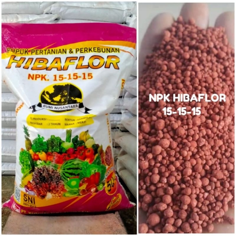 Pupuk NPK Hibaflor 151515 merah Recpak 1kg