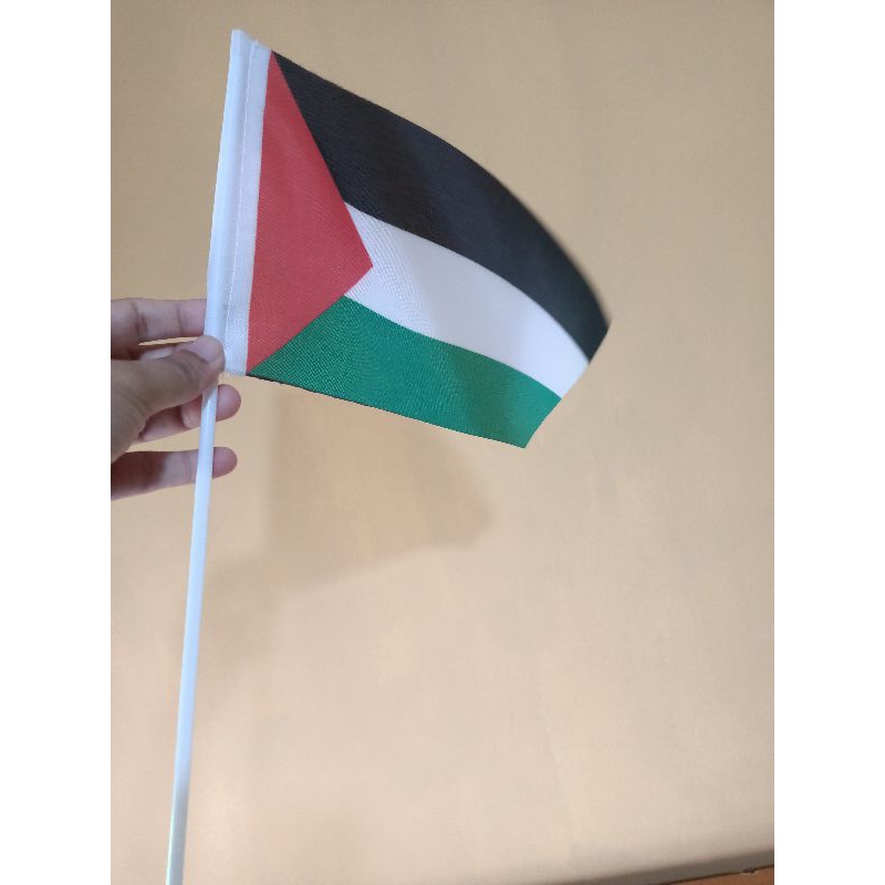 Bendera Tangan Palestina / Bendera Stik Palestina Tangkai Stik Pawai 22x15cm