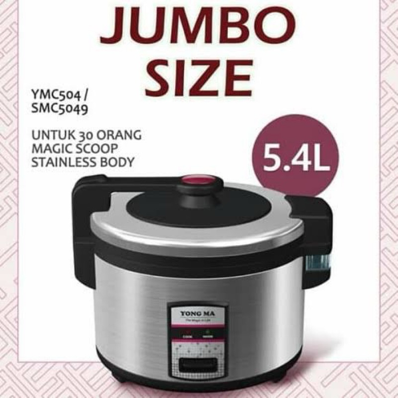 Magic Com Yong Ma Jumbo Size 5,4L. Penanak Nasi Ukuran Besar