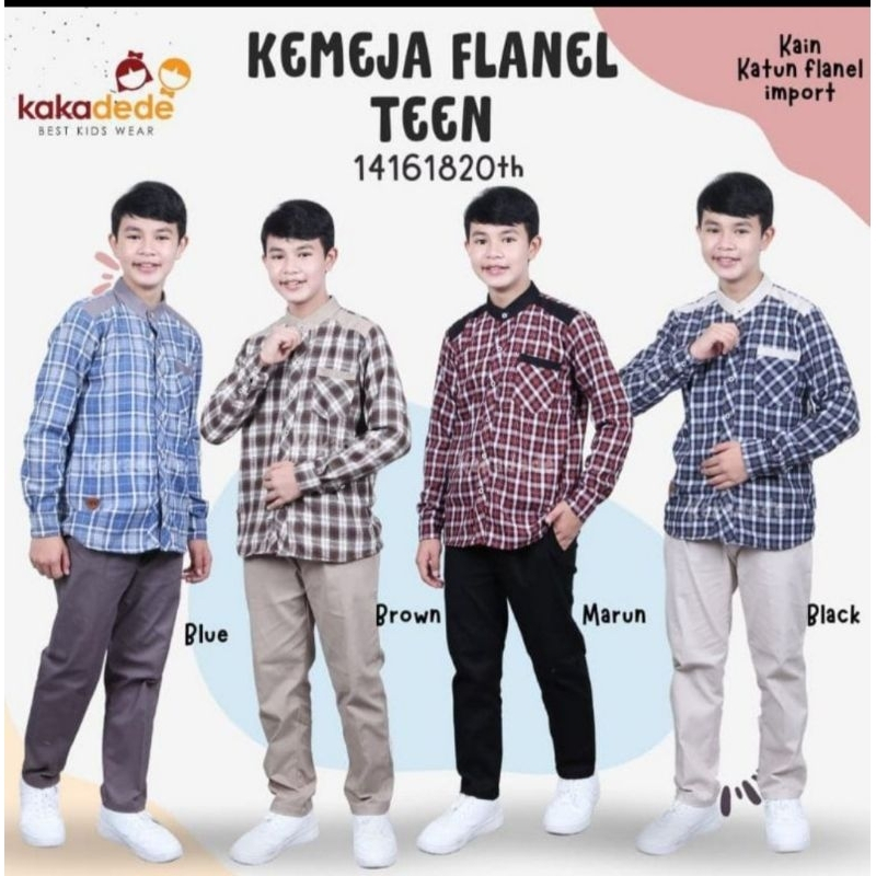 (Usia 14-20 th) Kemeja anak laki-laki remaja kotak kotak / KEMEJA FLANEL REMAJA KAKADEDE