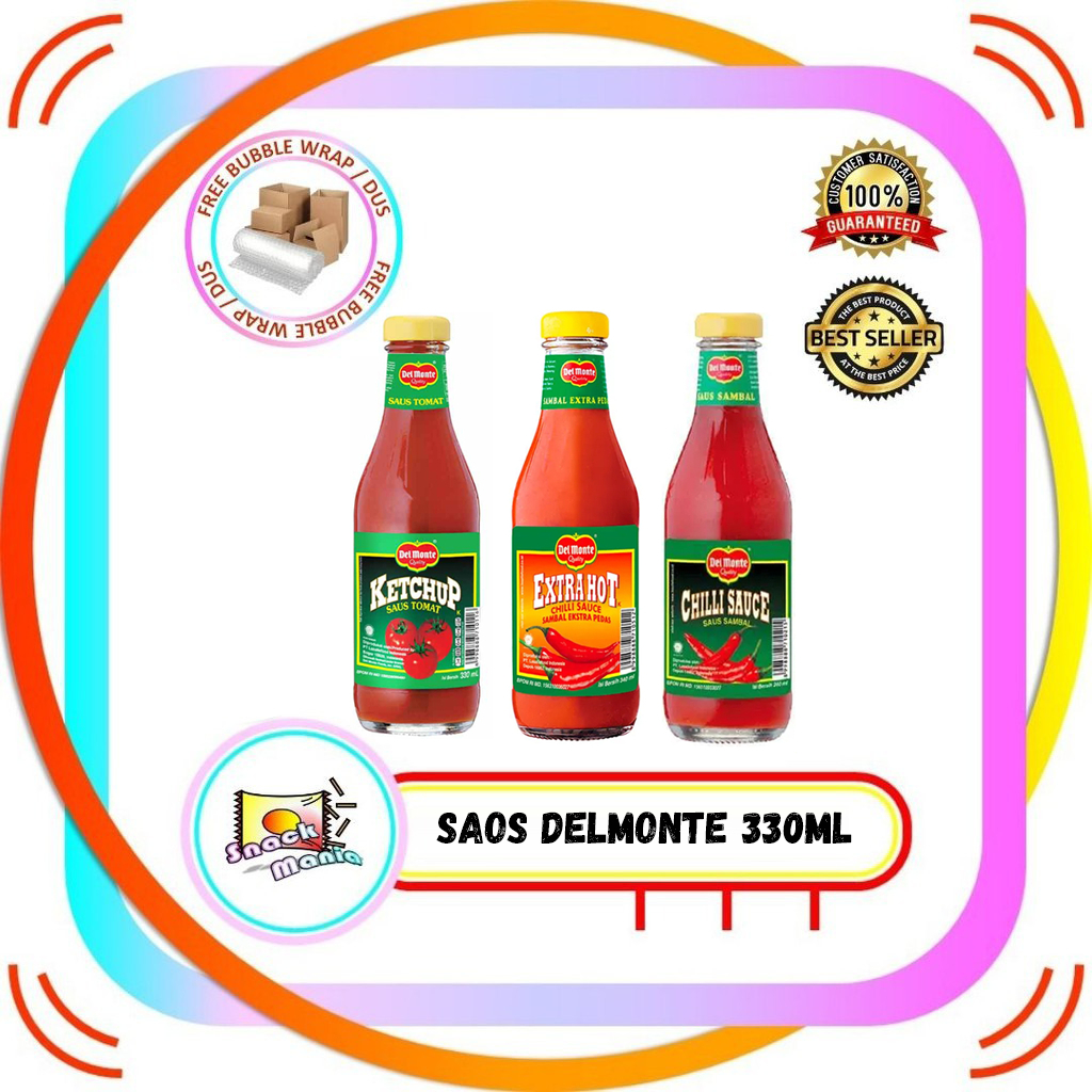 Saos Delmonte Ketchup Saus Tomat / Extra Hot  330 ml Botol Pedas Sauce