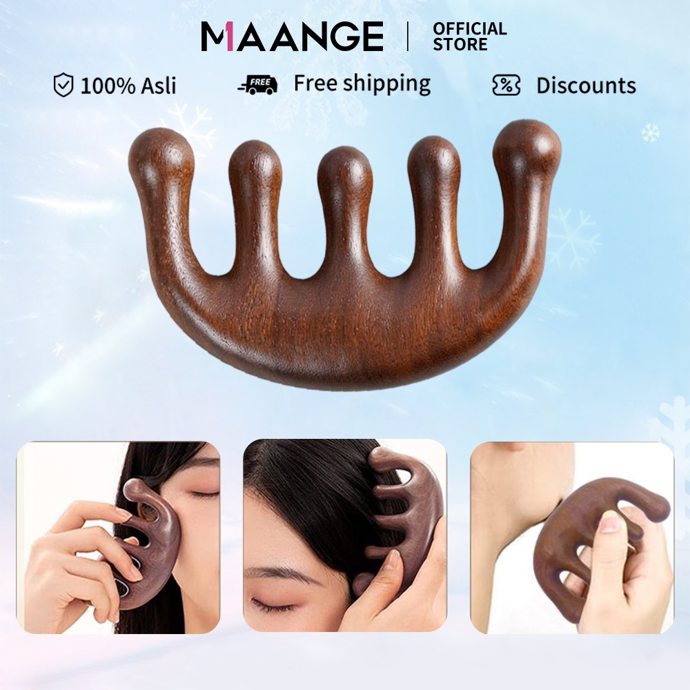 MAANGE Sisir Pijat Kulit Kepala Bahan Kayu Cendana Untuk Pria Dan Wanita 1338
