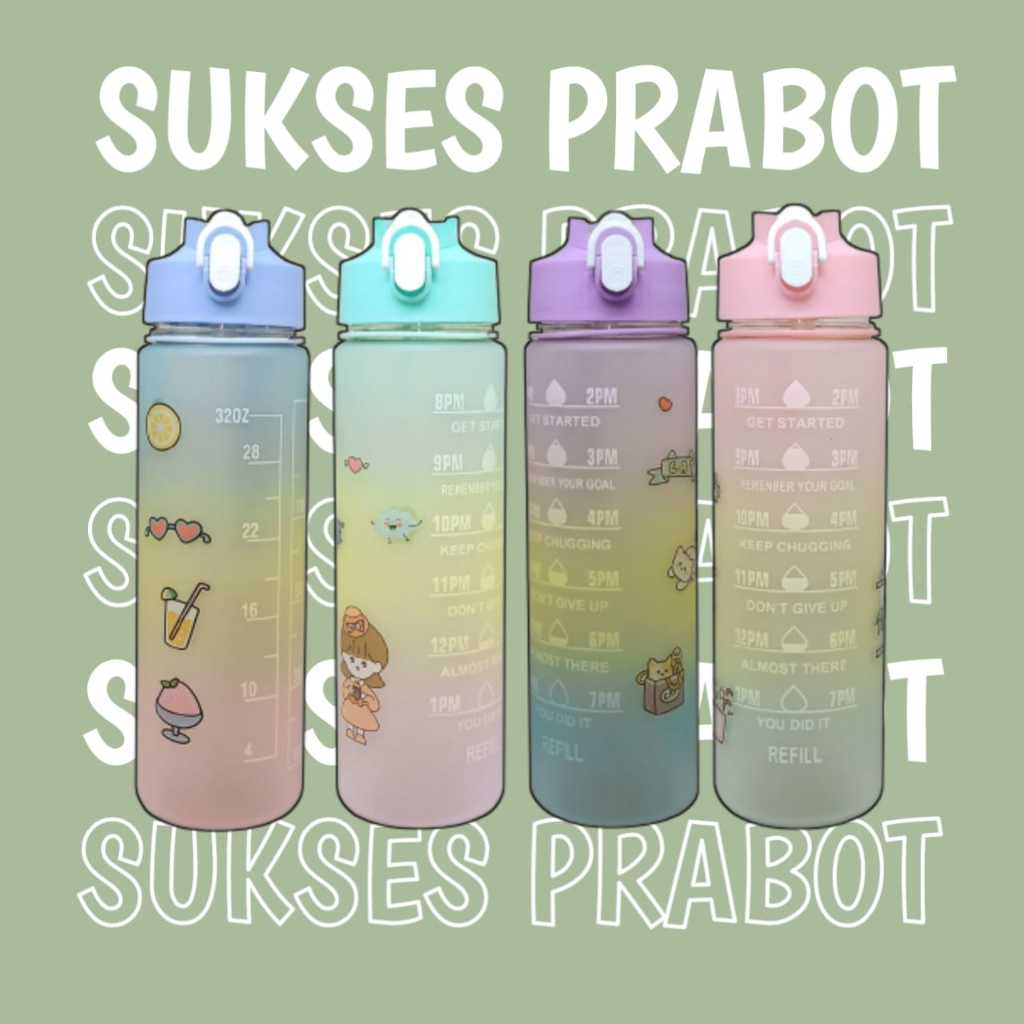 Botol Minum 1 Liter /Tritan Gradasi Rainbow Botol Viral 1L 1011/botol minum lucu