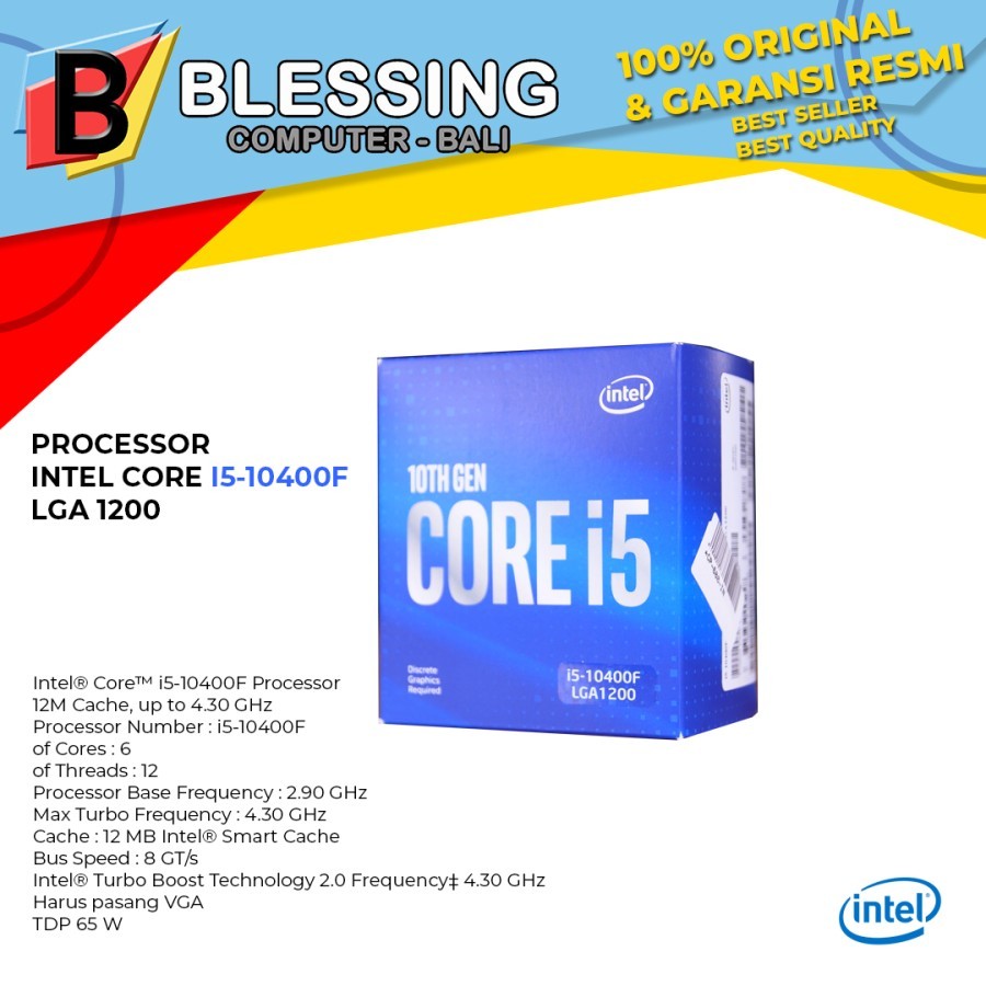 PROCESSOR INTEL Core i5 10400F COMET LAKE / PROC INTEL 10400F COMET