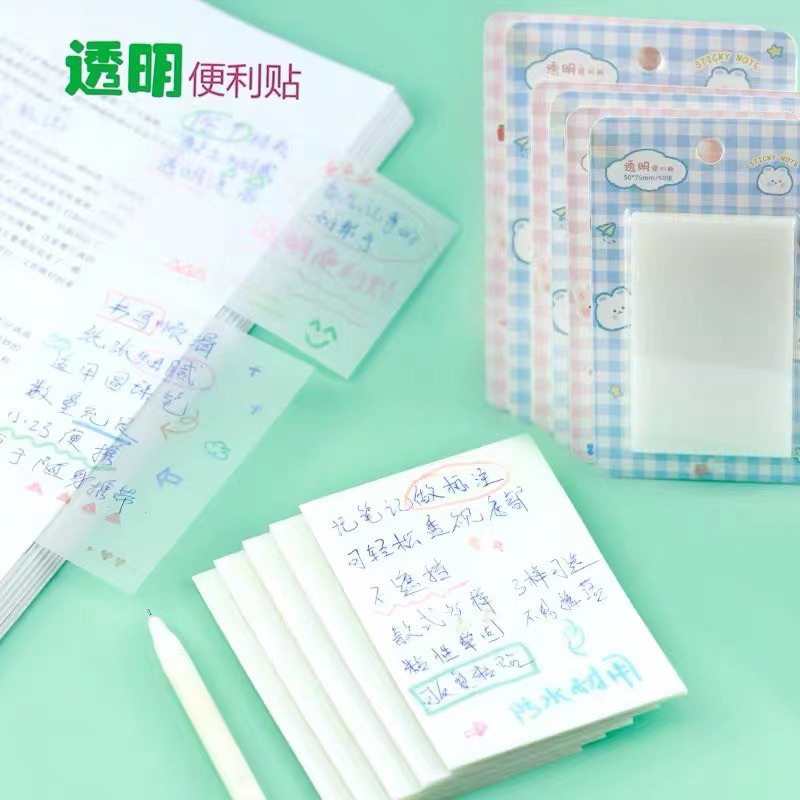 

Delunashop N-14 Sticky Notes Transparan 50 lembar anti Air tahan air / Transparent Sticky notes untuk sekolah kantor