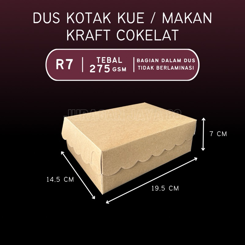 

Dus Kue Kotak R7 (19,5x14,5x7 cm) Kraft Cokelat Ketebalan 275 gram | Dus Kue Kraft/Cokelat
