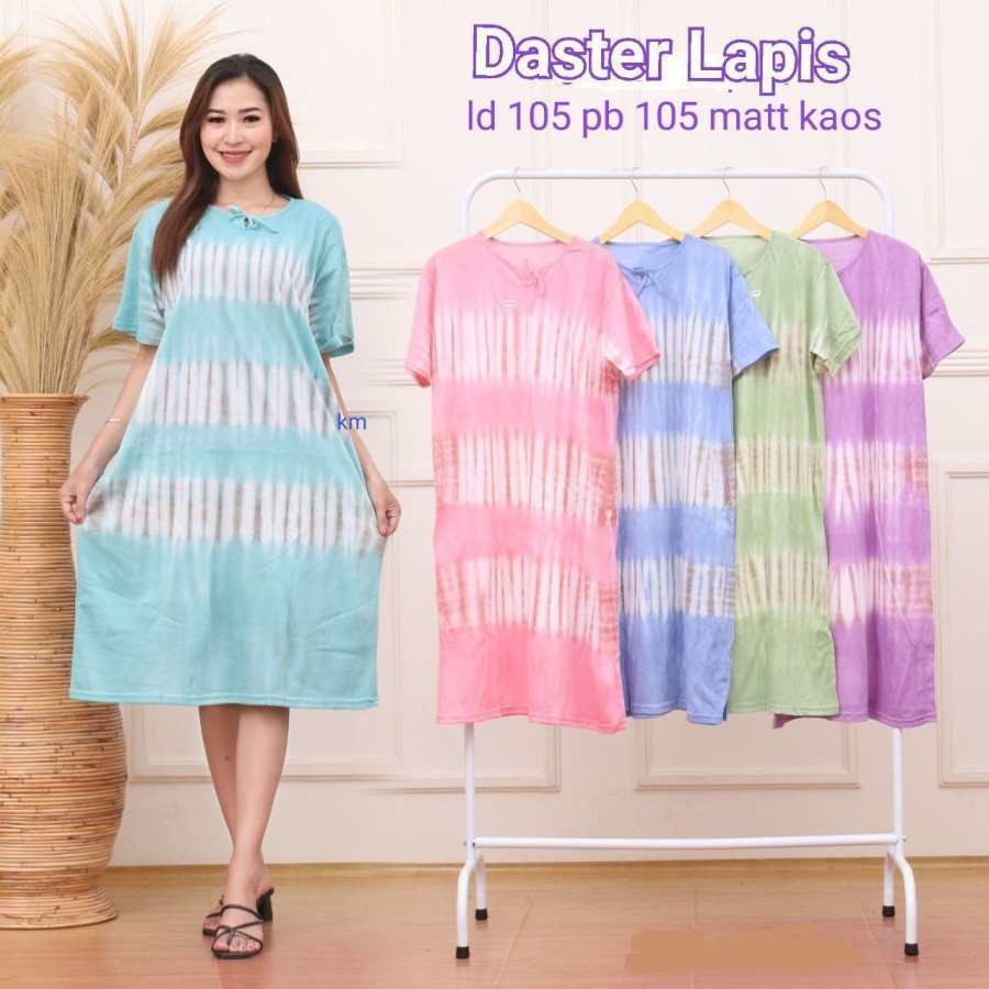 daster wanita bahan kaos-baju tidur batik abstrak-baju santai wanita - 2