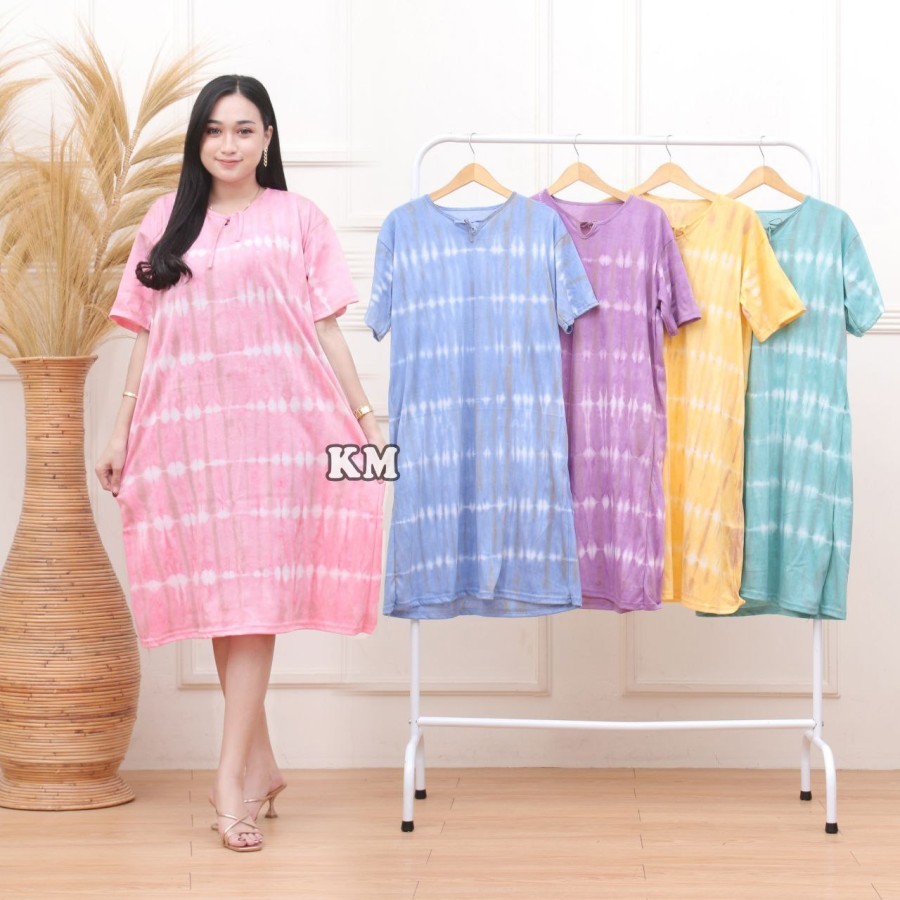 daster wanita bahan kaos-baju tidur batik abstrak-baju santai wanita - 9