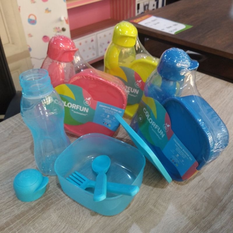 Technoplast Colorfun Set Gift Tempat Bekal Makan Botol Set Free Sendok Garpu