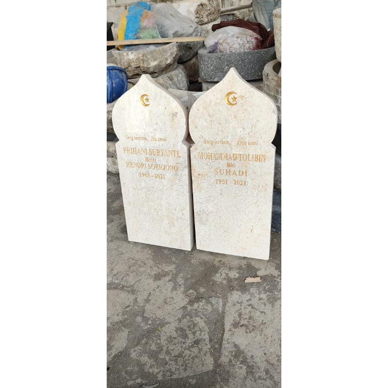 BATU NISAN TANCAP MARMER MODEL KUBAH
