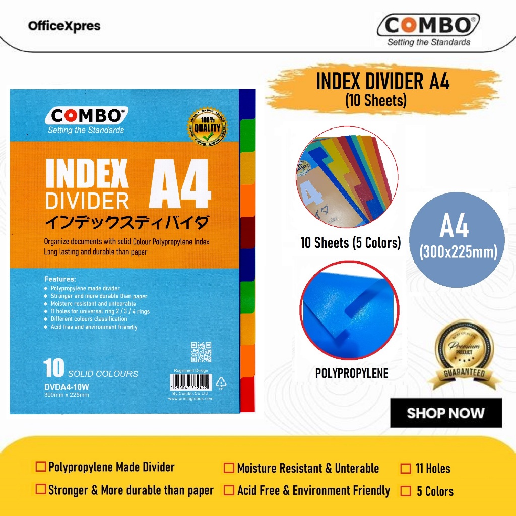 Index Divider A4 / Pembatas Binder / Binder Divider / File Divider A4 / Divider Plastik