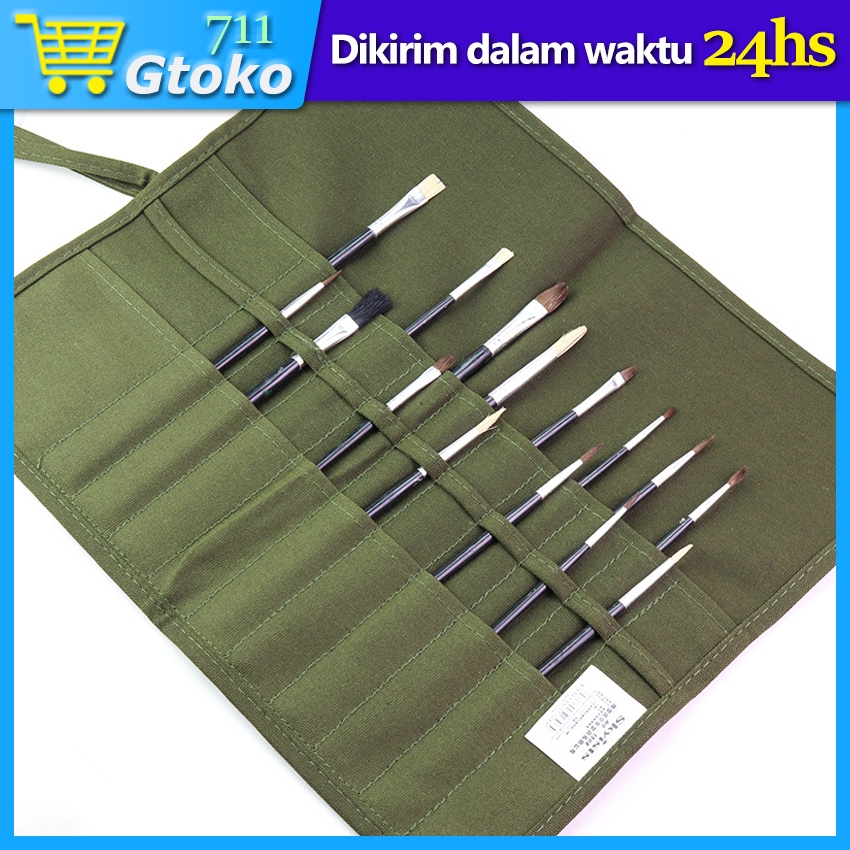 Tas Kanvas Tempat Penyimpanan Kuas Lukis Paint Brush Travel Portable