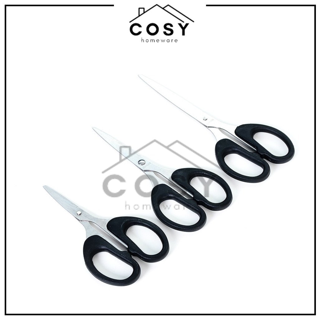 

COSY Gunting Serbaguna Kertas Kain Plastik Dapur Daun Benang Emigo Besar Sedang Kecil Multifungsi Gagang Hitam Bahan Stainless Steel