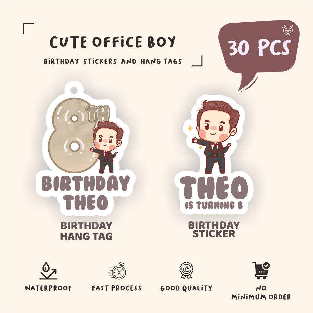 

(30pcs)diecut label hang tag CUTE OFFICE BOY /murah//label tag/lucu cetak hang tag ulang tahun/label stiker diecut/murah/label ulang tahun/suvemir ultah/stiker diecut/hangtag diecut