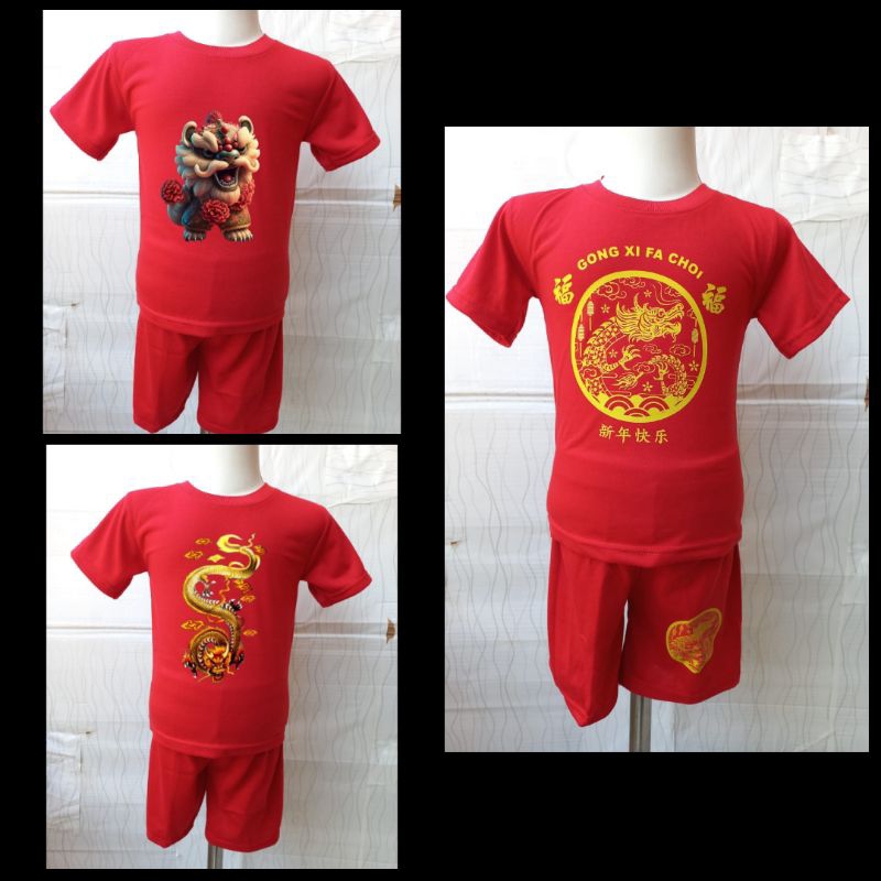 KAOS ANAK ANAK LAKI LAKI/PEREMPUAN/MOTIF NAGA/BARONGSAI LUCU