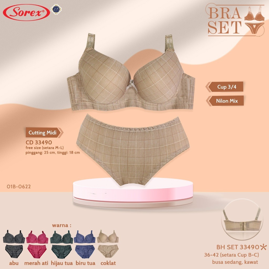 Bra BH Set Sorex 33490 Kawat Busa Sedang (Cup B-C)